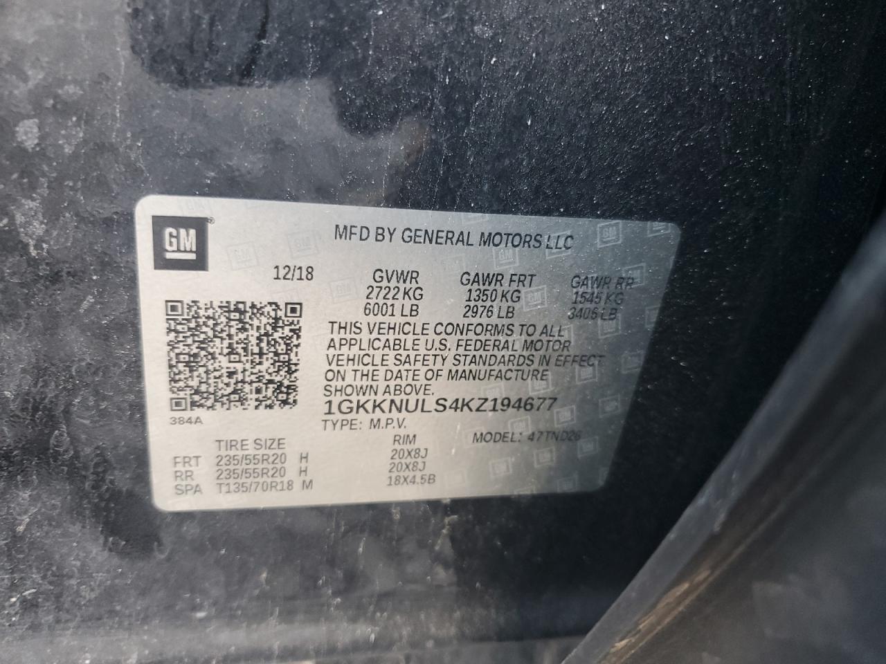 2019 GMC Acadia Slt-1 VIN: 1GKKNULS4KZ194677 Lot: 80154335