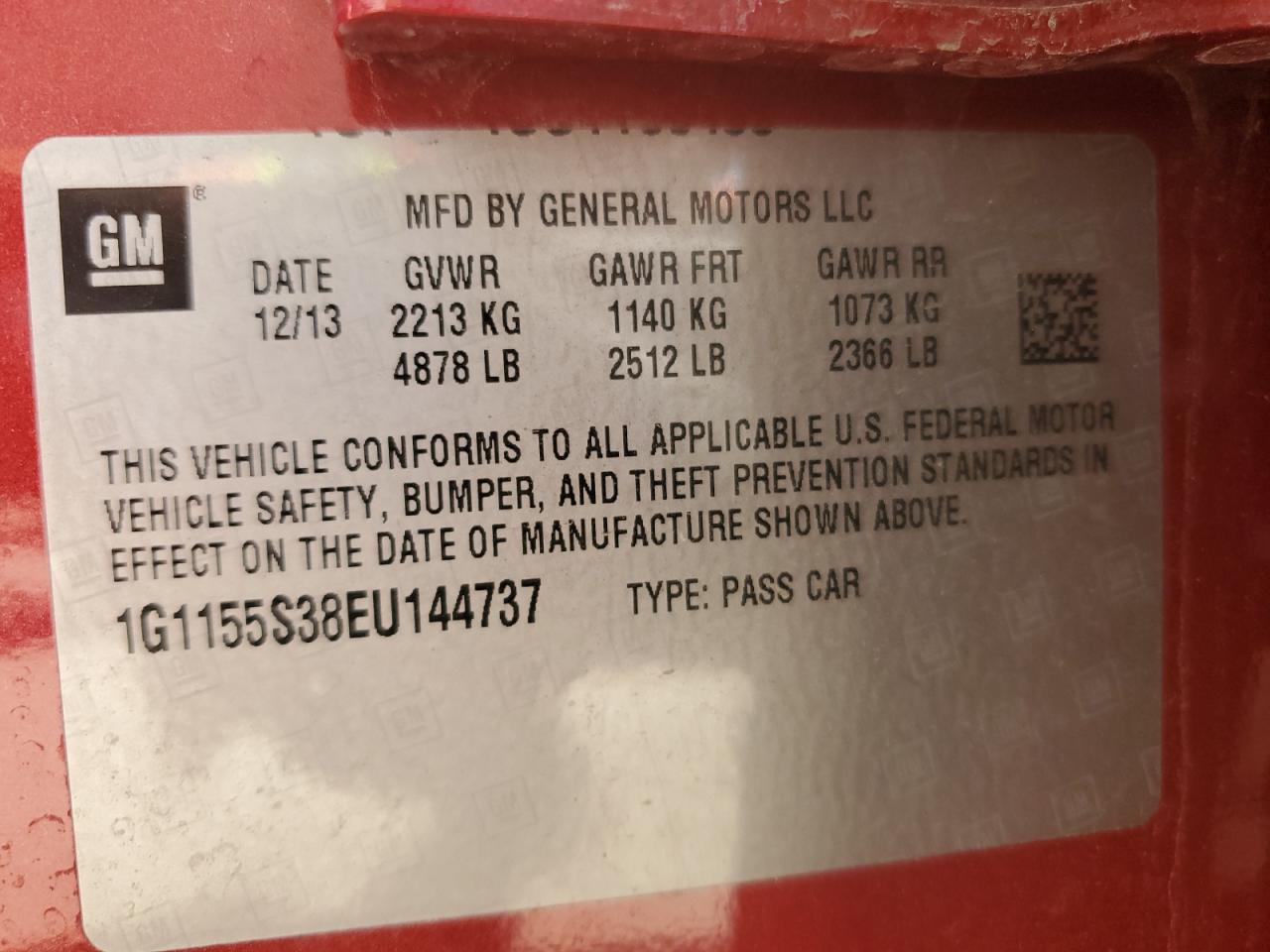 2014 Chevrolet Impala Ltz VIN: 1G1155S38EU144737 Lot: 70989275