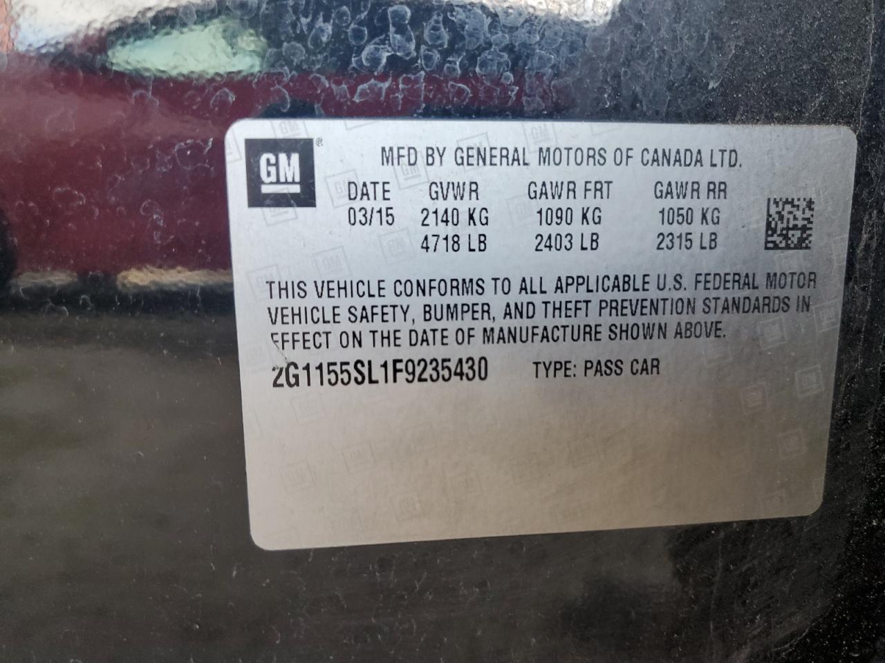 2015 Chevrolet Impala Ltz VIN: 2G1155SL1F9235430 Lot: 71539735