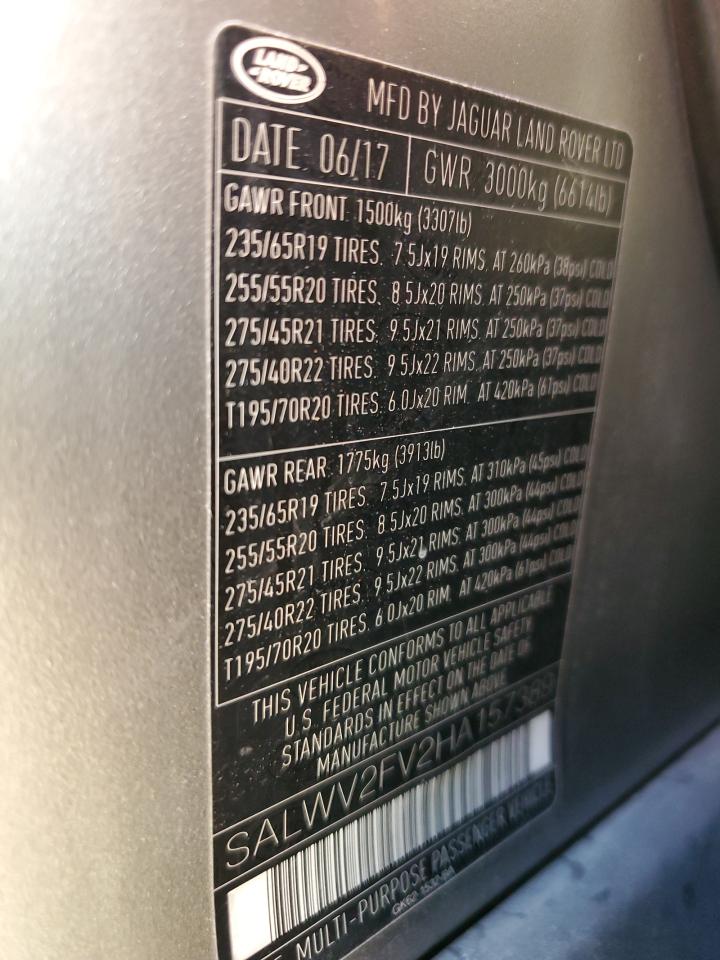 2017 Land Rover Range Rover Sport Hse Dynamic VIN: SALWV2FV2HA157389 Lot: 81429295