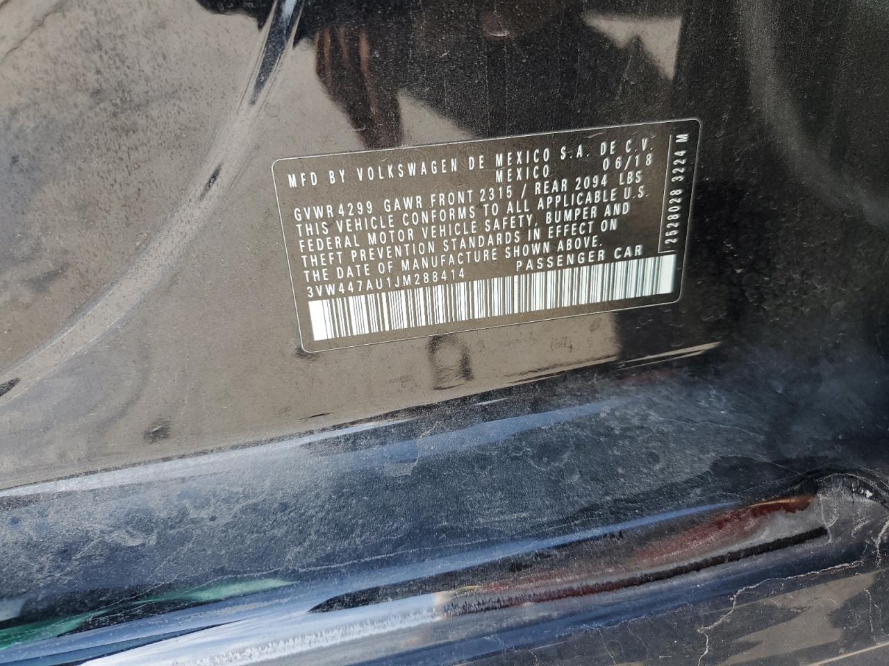 2018 Volkswagen Gti S/Se VIN: 3VW447AU1JM288414 Lot: 70584815