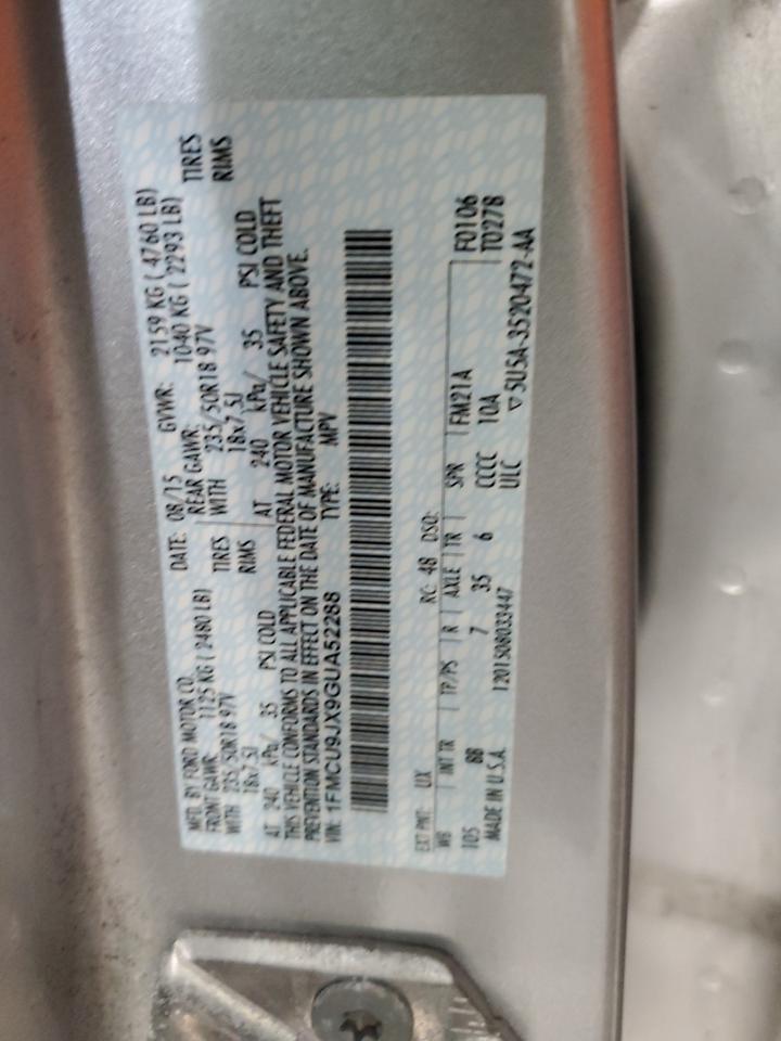 2016 Ford Escape Titanium VIN: 1FMCU9JX9GUA52288 Lot: 84600135