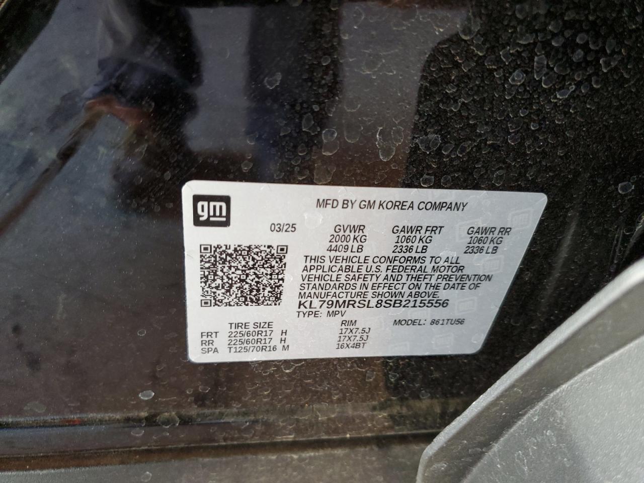 2025 Chevrolet Trailblazer Lt VIN: KL79MRSL8SB215556 Lot: 71439835