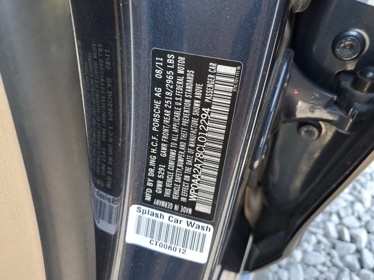 2012 Porsche Panamera 2 VIN: WP0AA2A78CL012294 Lot: 71979445