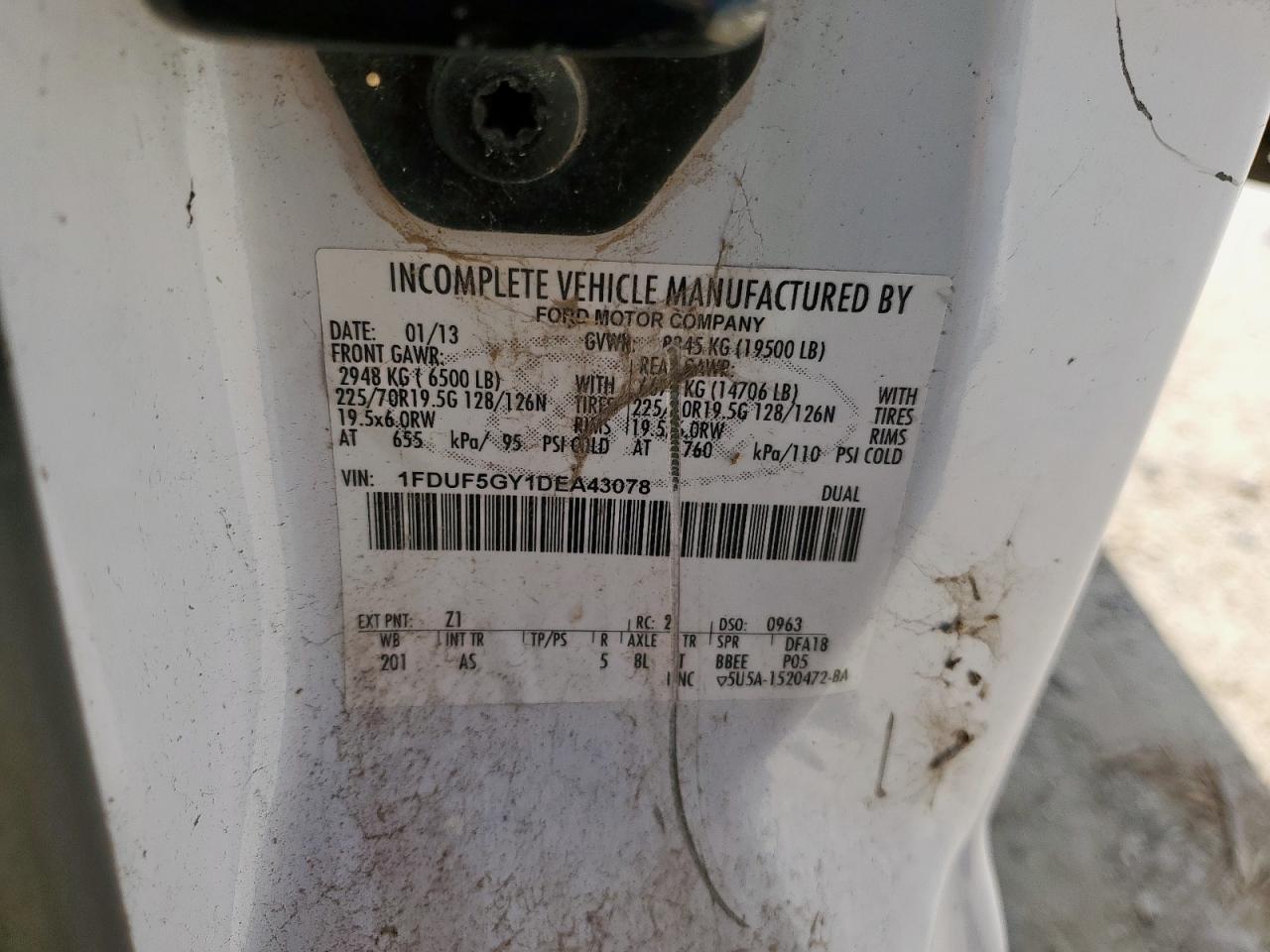 2013 Ford F550 Super Duty VIN: 1FDUF5GY1DEA43078 Lot: 84023025