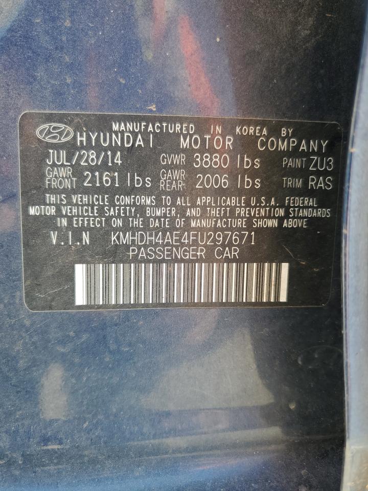 2015 Hyundai Elantra Se VIN: KMHDH4AE4FU297671 Lot: 81190035