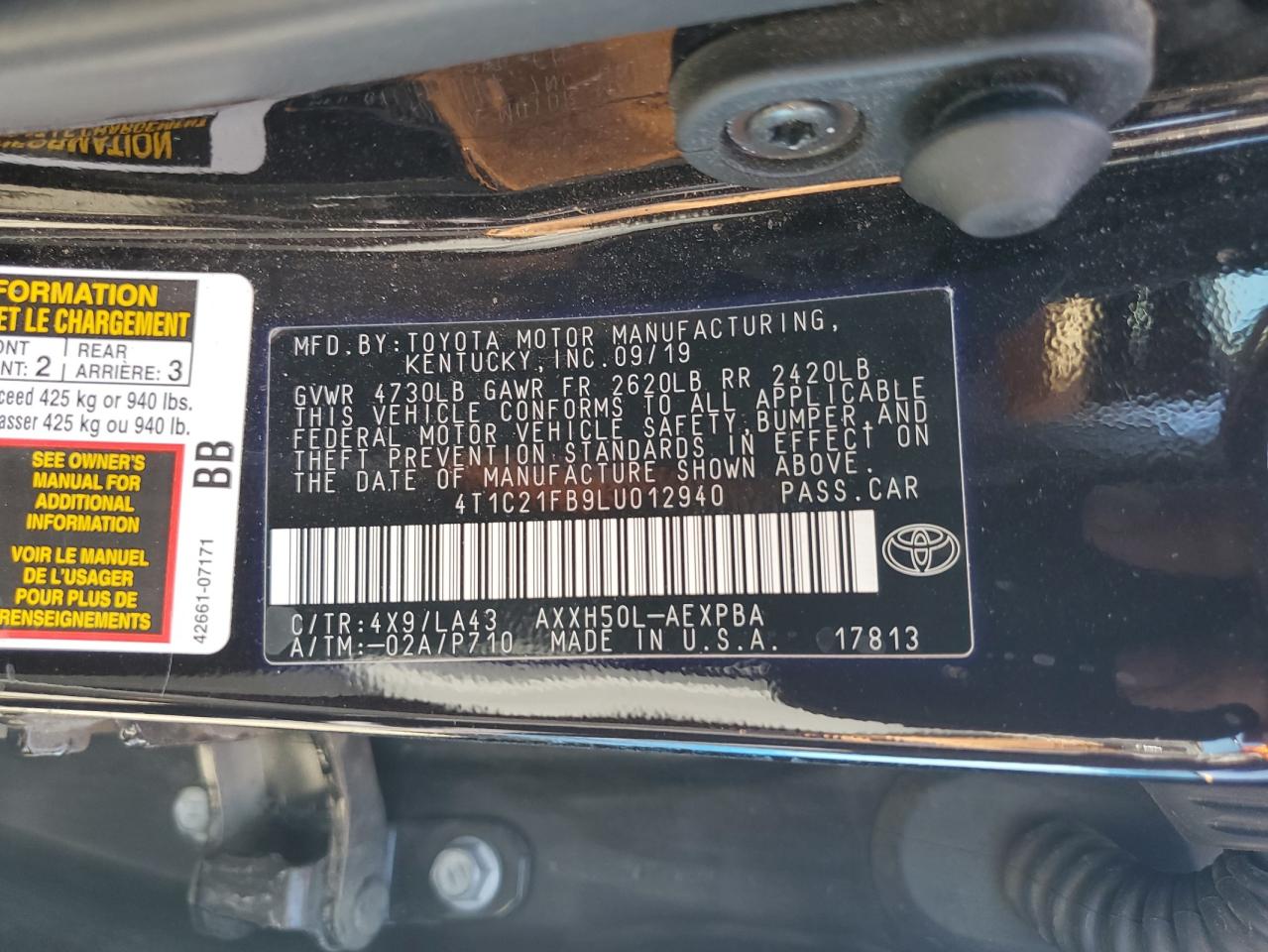 2020 Toyota Avalon Limited VIN: 4T1C21FB9LU012940 Lot: 71529925