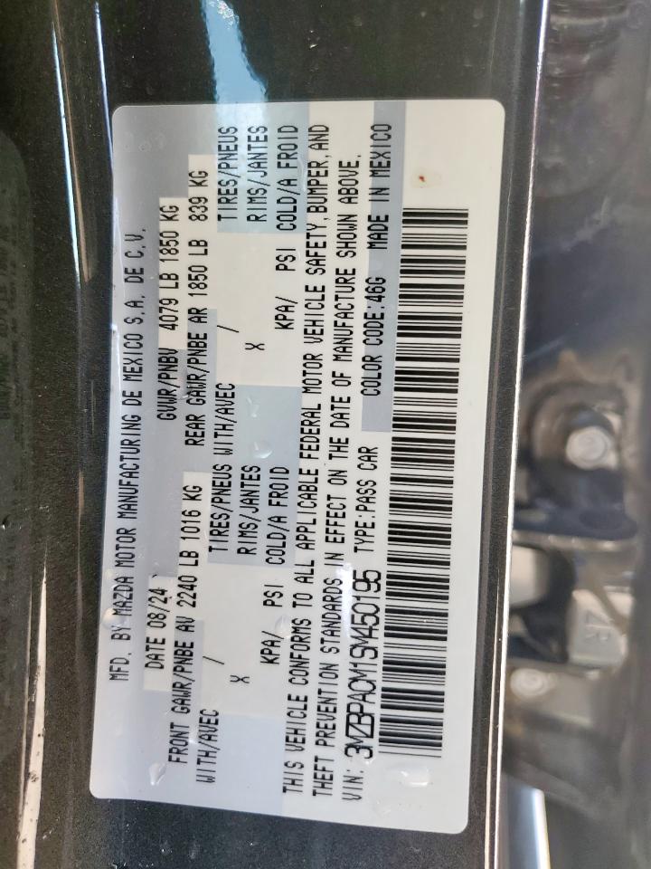 2025 Mazda 3 Preferred VIN: 3MZBPACM1SM450195 Lot: 81063285