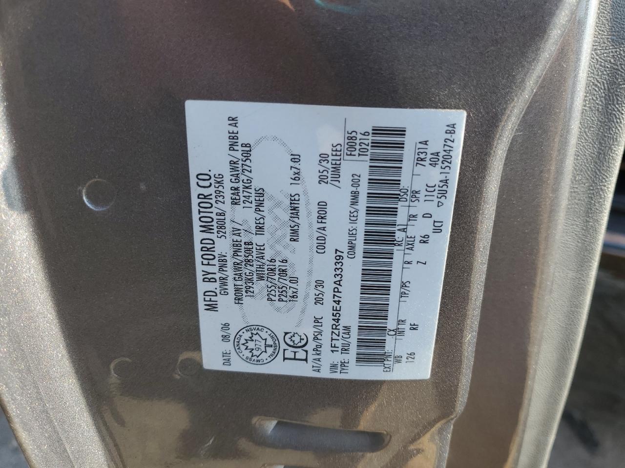 2007 Ford Ranger Super Cab VIN: 1FTZR45E47PA33397 Lot: 72069055