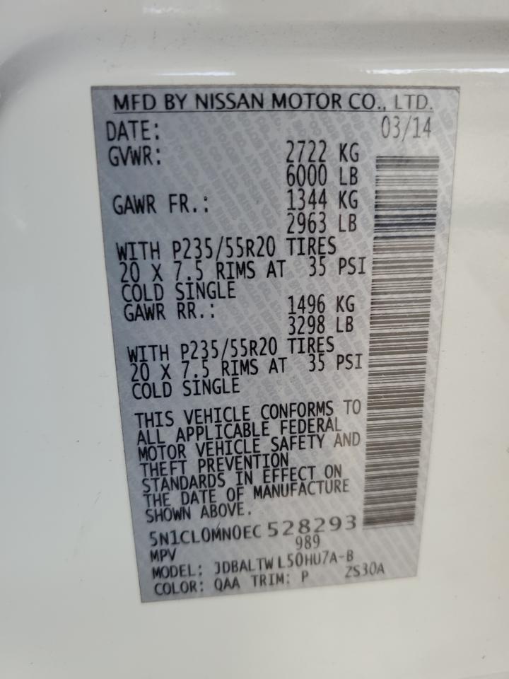 2014 Infiniti Qx60 Hybrid VIN: 5N1CL0MN0EC528293 Lot: 81434685