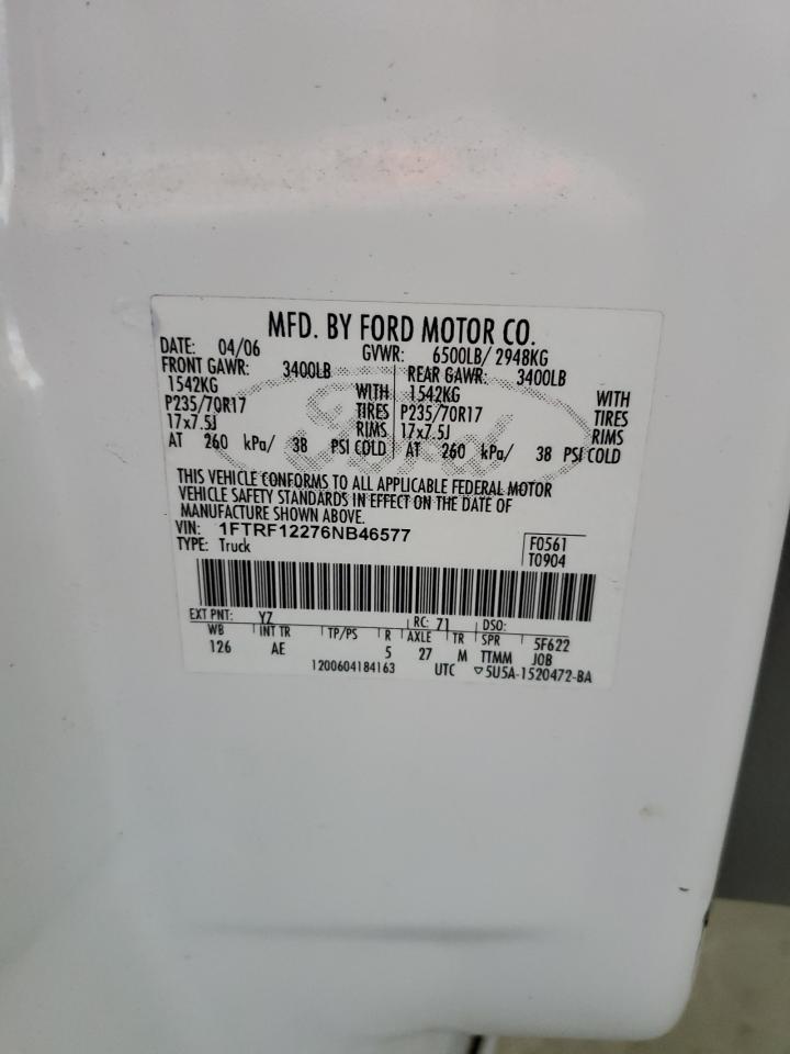 2006 Ford F150 VIN: 1FTRF12276NB46577 Lot: 80666025