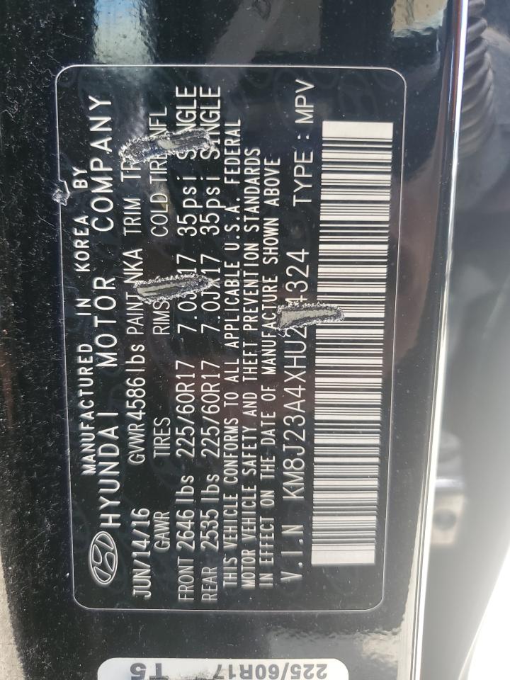 2017 Hyundai Tucson Se VIN: KM8J23A4XHU274324 Lot: 70992015