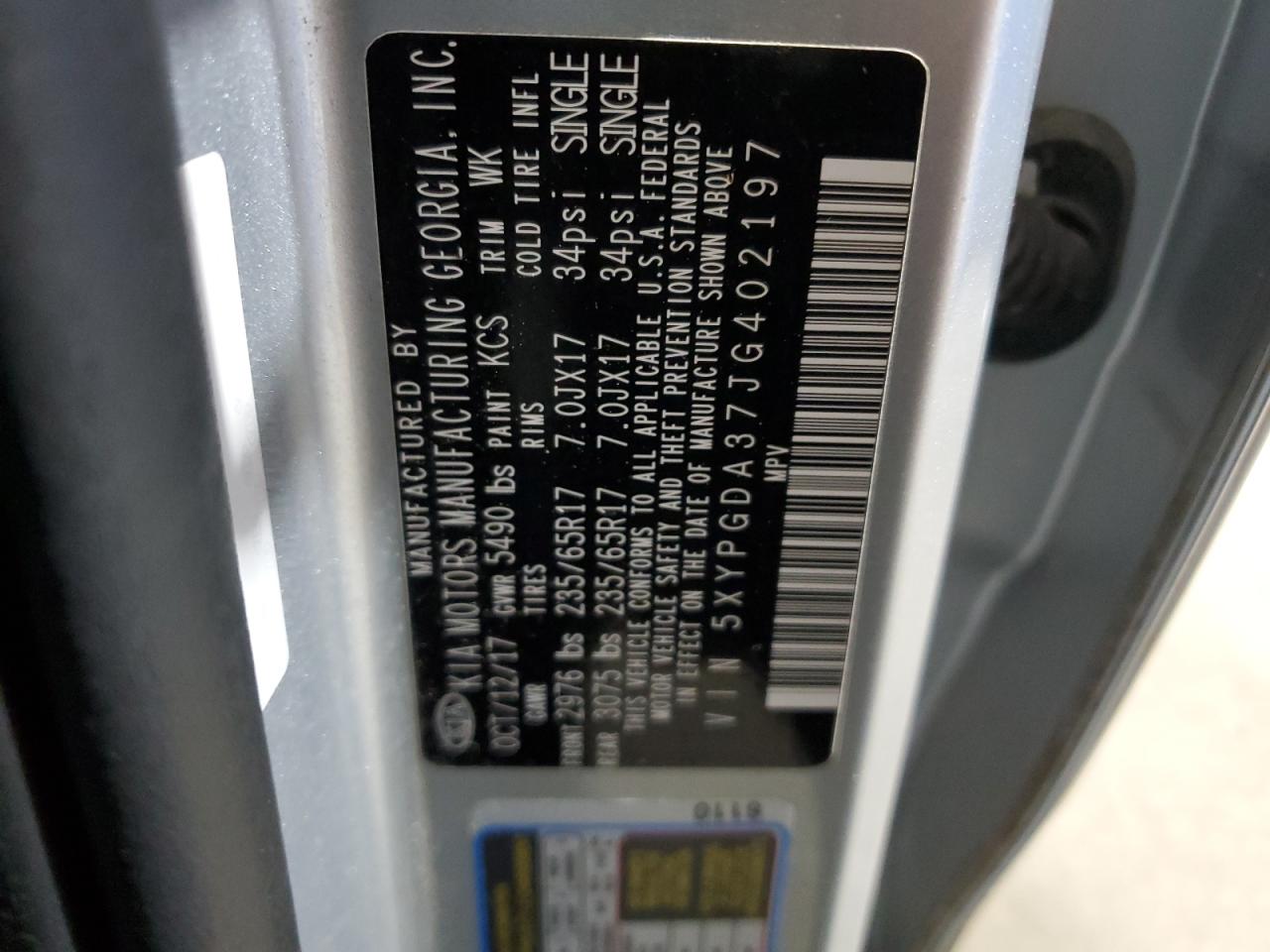 2018 Kia Sorento Lx VIN: 5XYPGDA37JG402197 Lot: 80813675