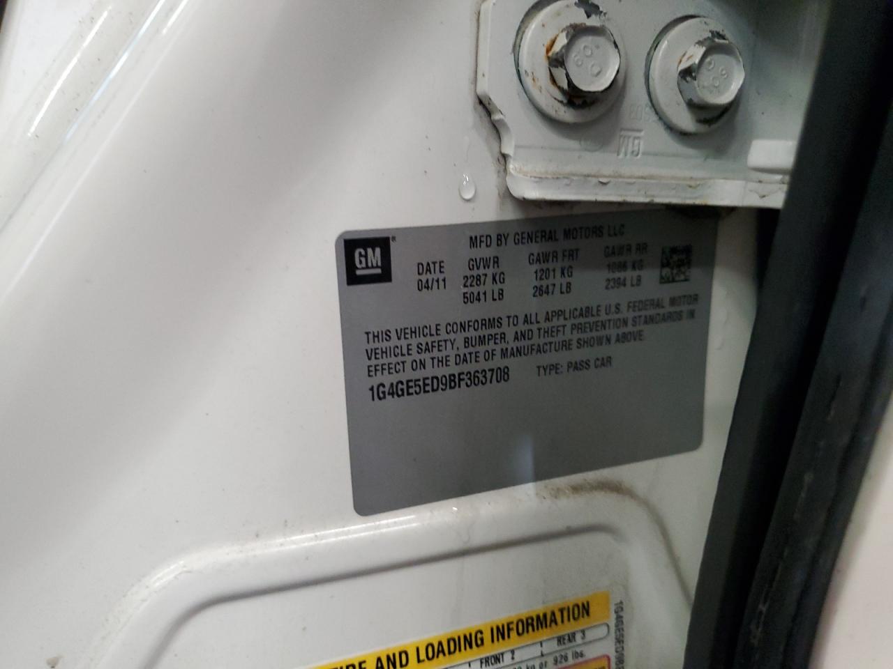 2011 Buick Lacrosse Cxs VIN: 1G4GE5ED9BF363708 Lot: 80195585