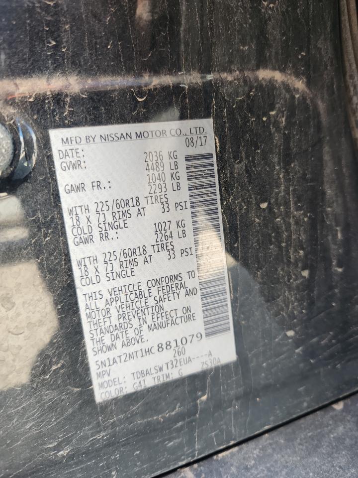 2017 Nissan Rogue S VIN: 5N1AT2MT1HC881079 Lot: 81924735