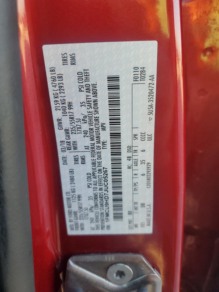 2018 Ford Escape Sel VIN: 1FMCU9HD7JUC05267 Lot: 81771845