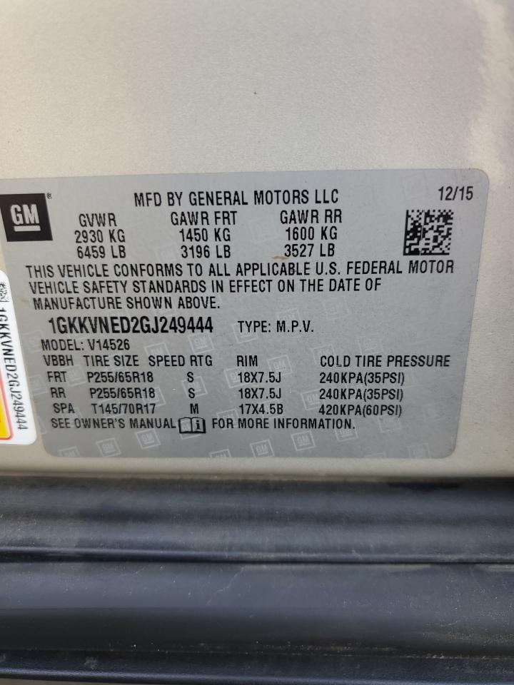 2016 GMC Acadia Sle VIN: 1GKKVNED2GJ249444 Lot: 84175065