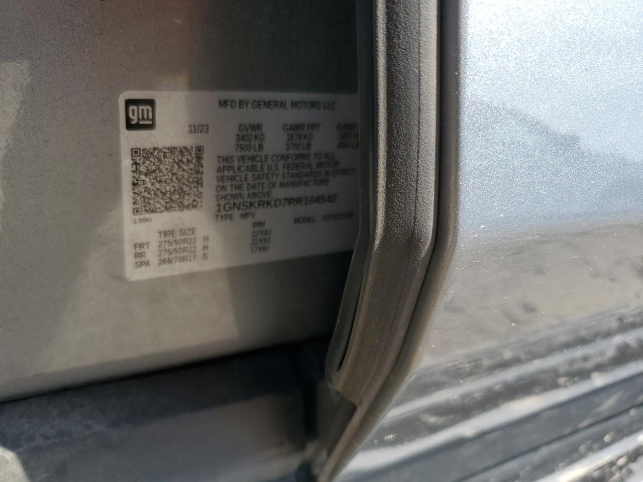 2024 Chevrolet Tahoe K1500 Rst VIN: 1GNSKRKD7RR104542 Lot: 80582215