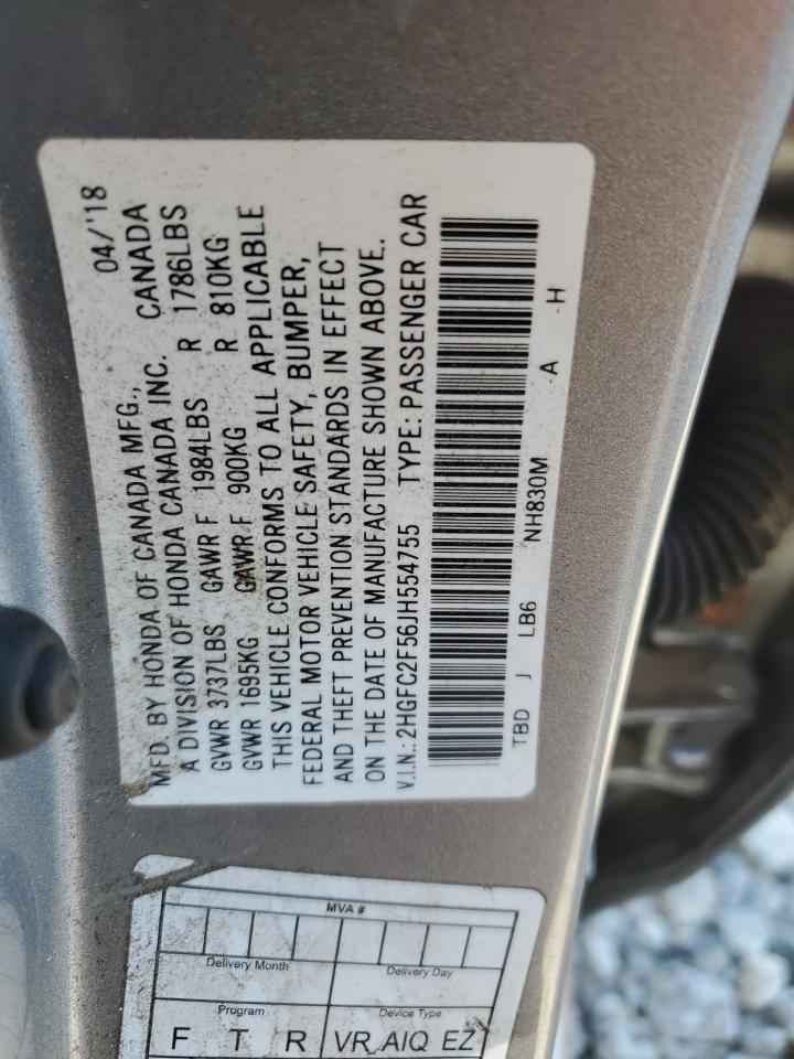 2018 Honda Civic Lx VIN: 2HGFC2F56JH554755 Lot: 81288165