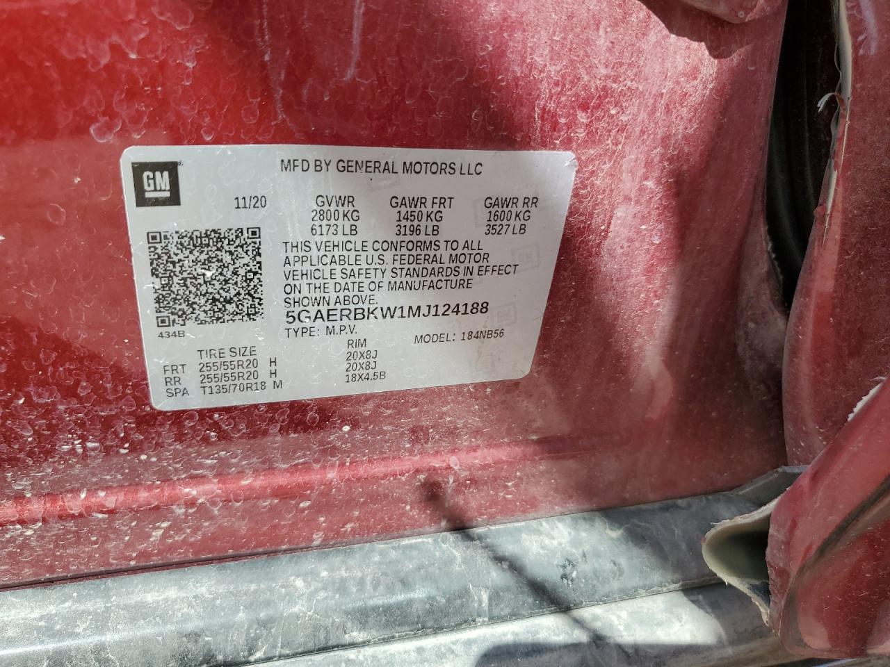 2021 Buick Enclave Essence VIN: 5GAERBKW1MJ124188 Lot: 80837705