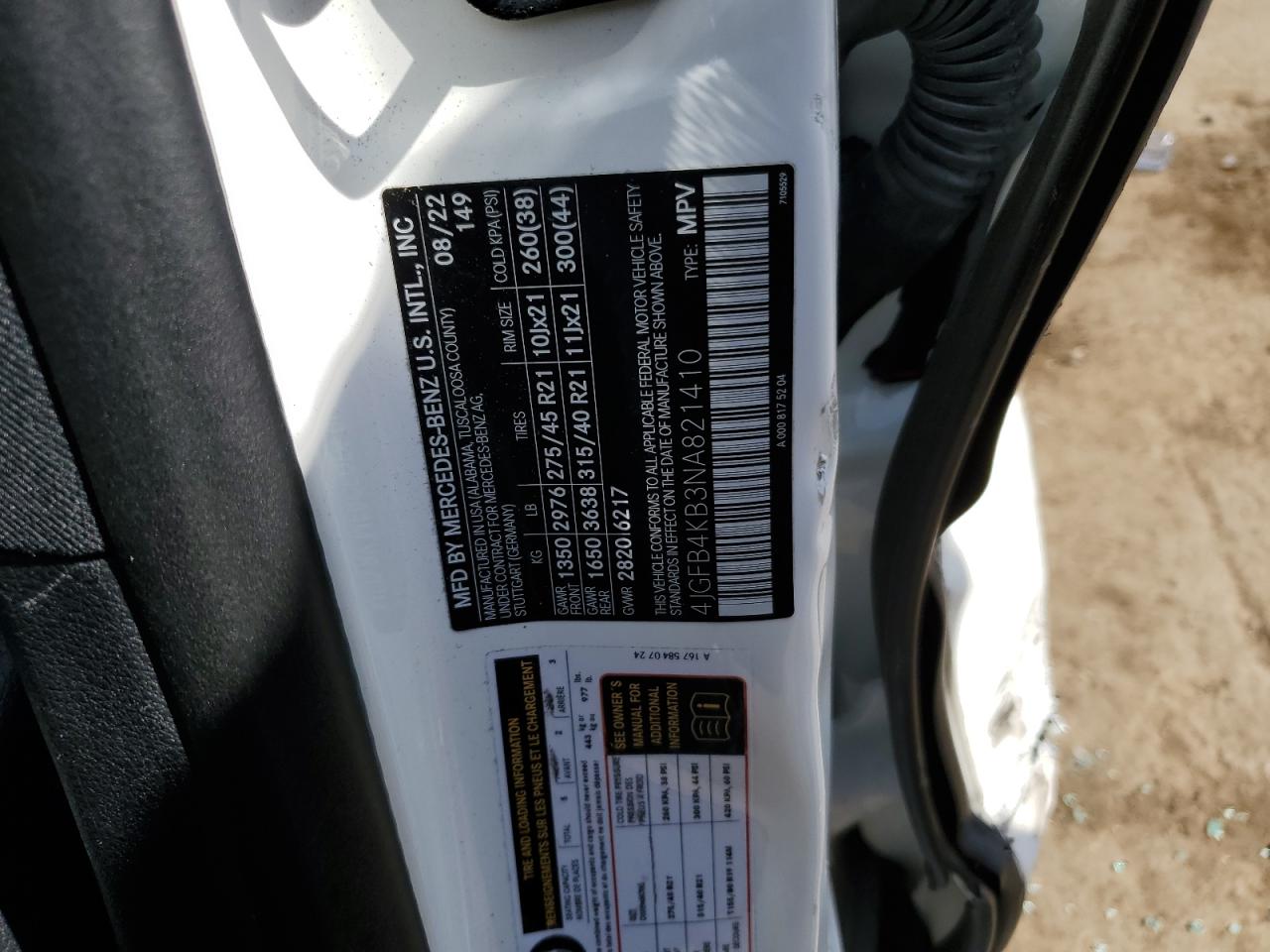 2022 Mercedes-Benz Gle 350 4Matic VIN: 4JGFB4KB3NA821410 Lot: 80694805