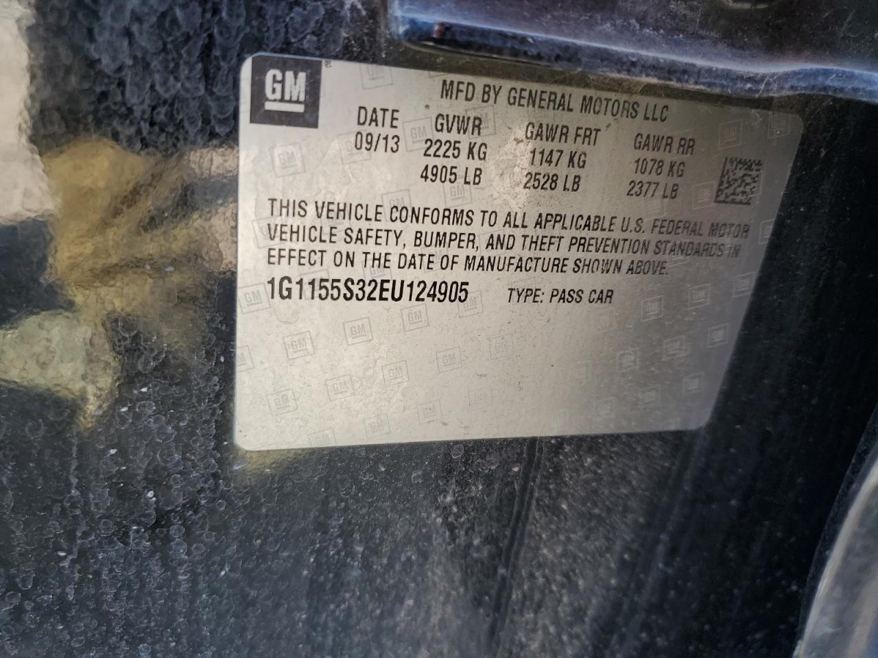 2014 Chevrolet Impala Ltz VIN: 1G1155S32EU124905 Lot: 71898485