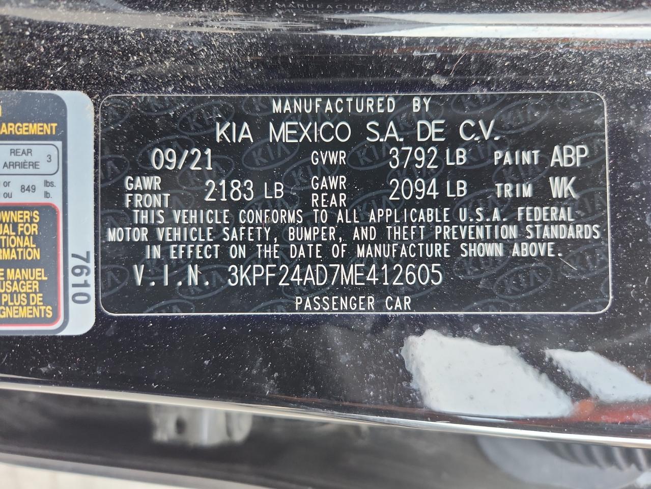 2021 Kia Forte Fe VIN: 3KPF24AD7ME412605 Lot: 81071345