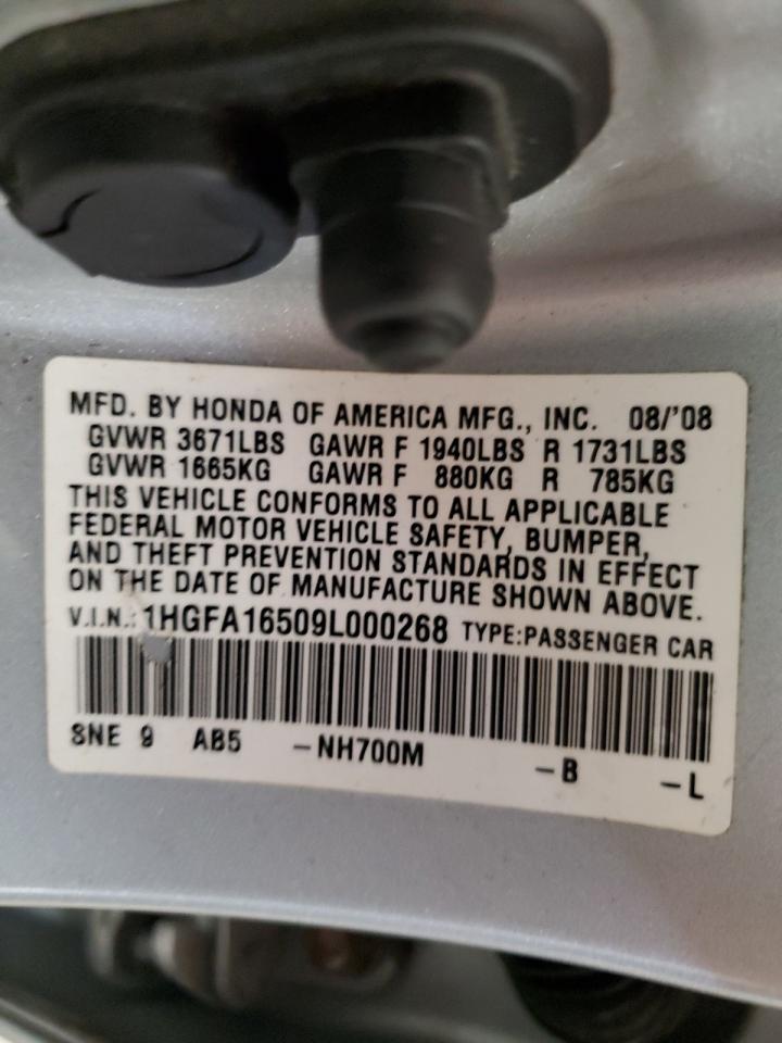 2009 Honda Civic Lx VIN: 1HGFA16509L000268 Lot: 81766785