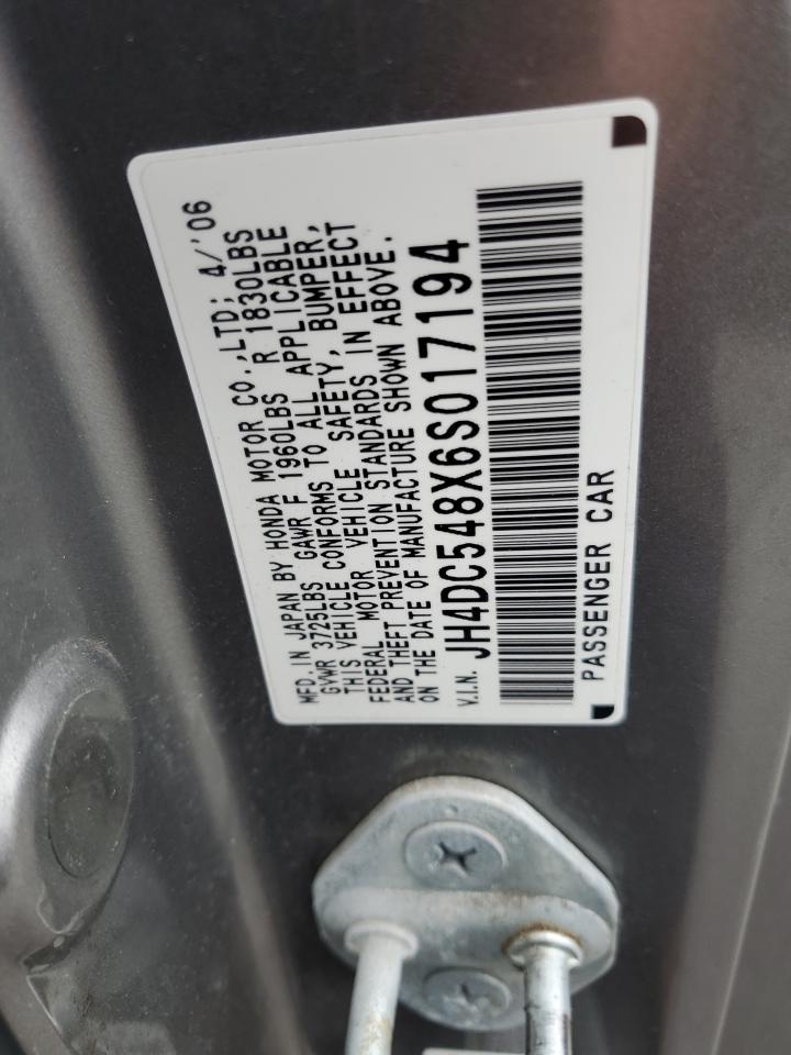 2006 Acura Rsx VIN: JH4DC548X6S017194 Lot: 80714515