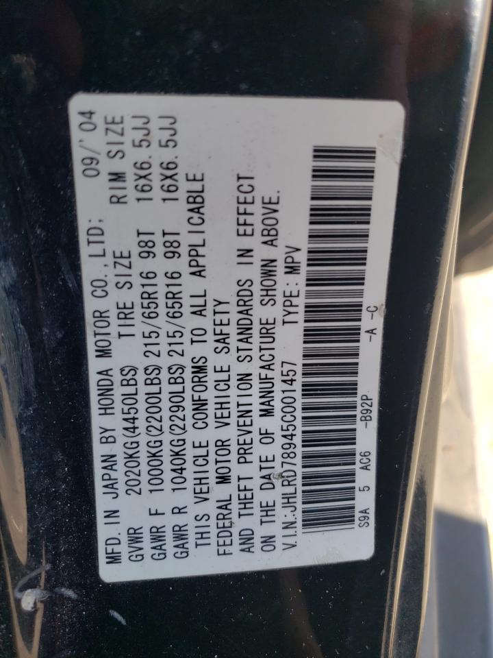 2005 Honda Cr-V Se VIN: JHLRD78945C001457 Lot: 83859465