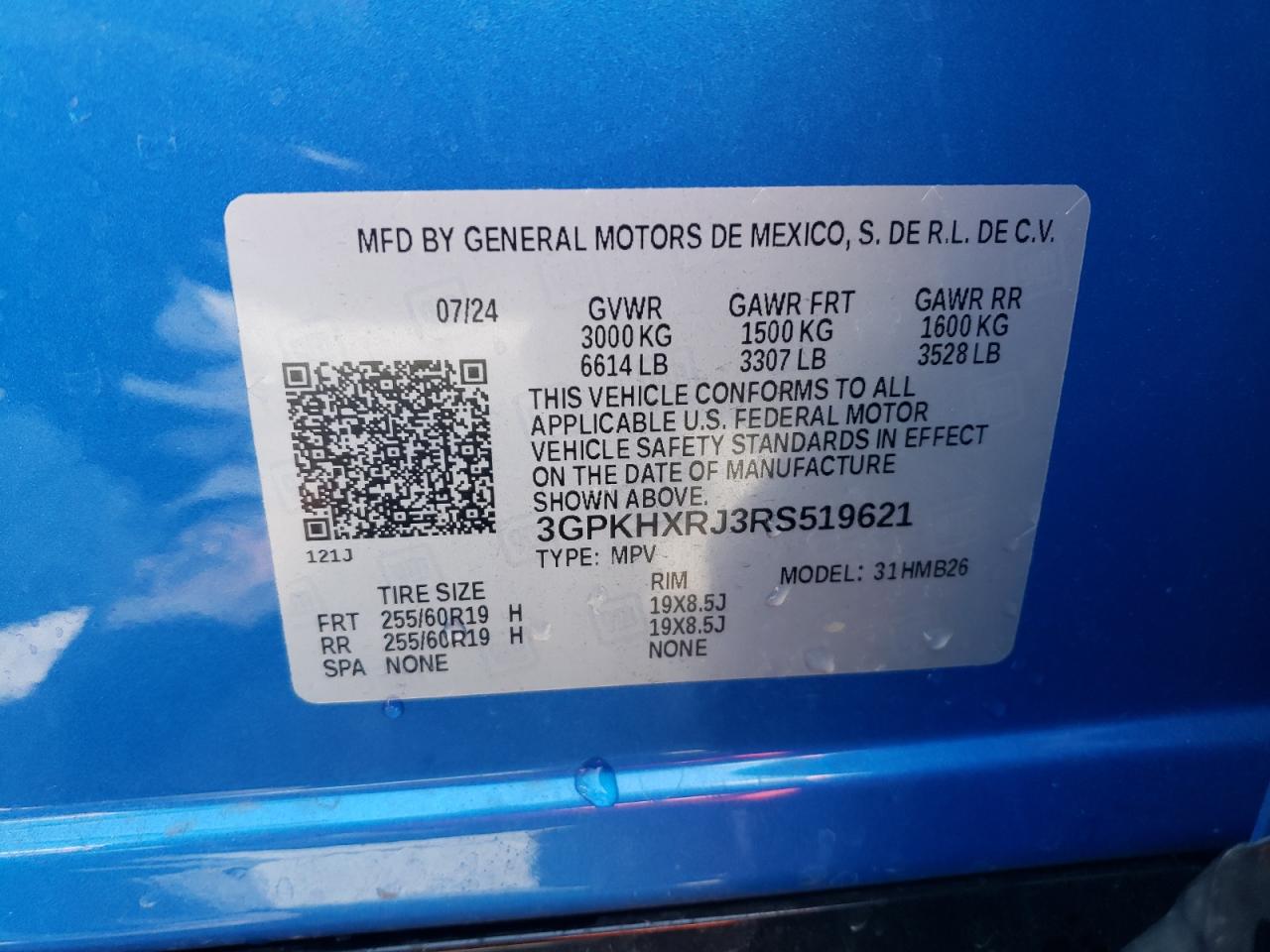 2024 Honda Prologue Tour VIN: 3GPKHXRJ3RS519621 Lot: 71749605