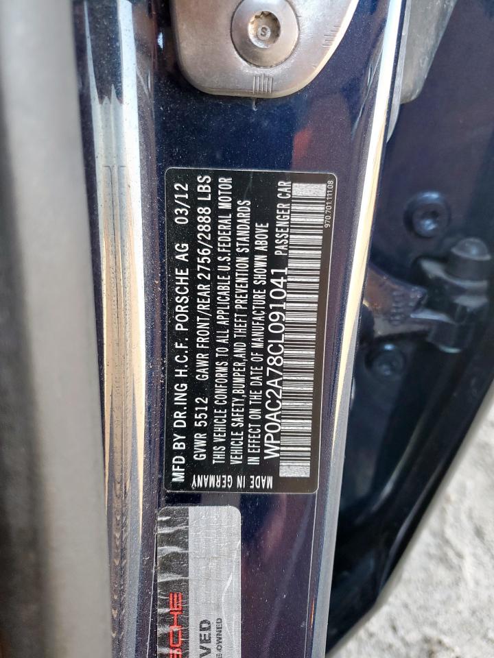 2012 Porsche Panamera Turbo VIN: WP0AC2A78CL091041 Lot: 82173705