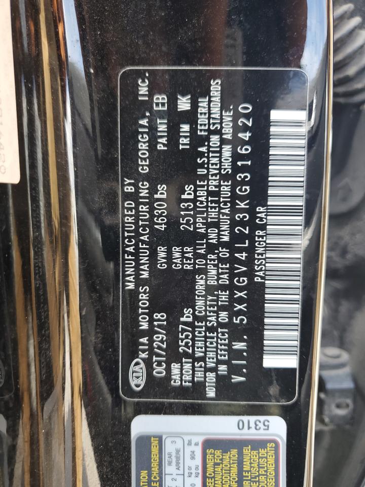 2019 Kia Optima Sxl VIN: 5XXGV4L23KG316420 Lot: 70512985