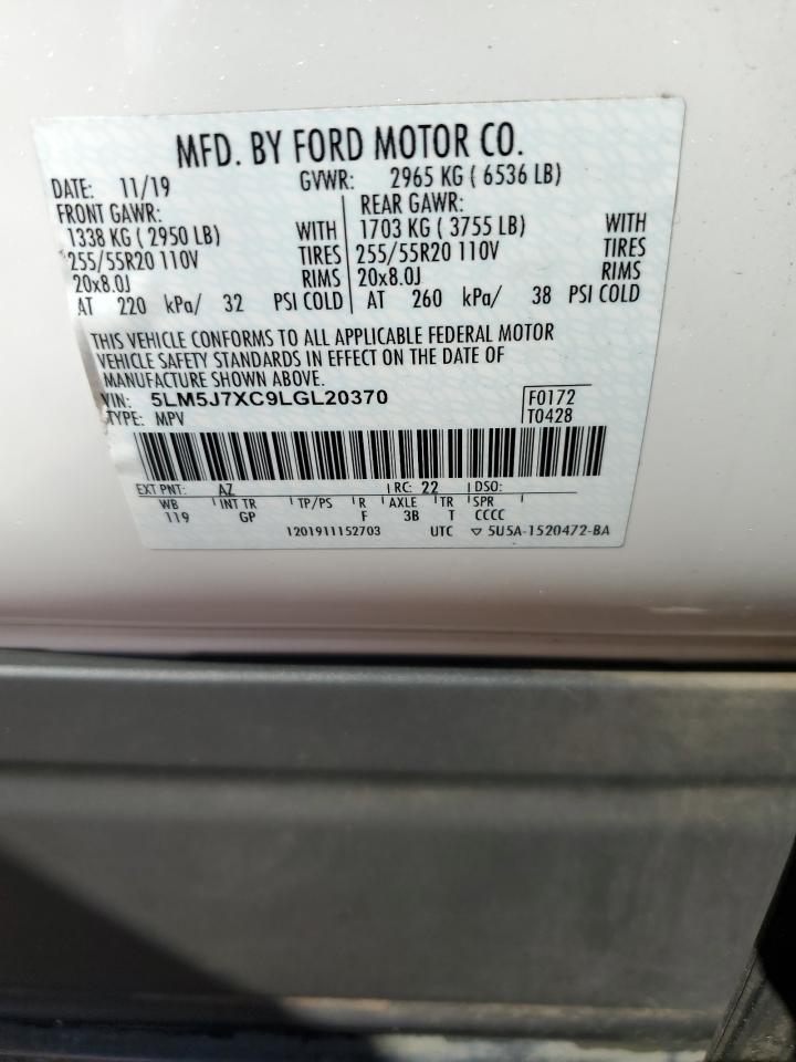 2020 Lincoln Aviator Reserve VIN: 5LM5J7XC9LGL20370 Lot: 71740845