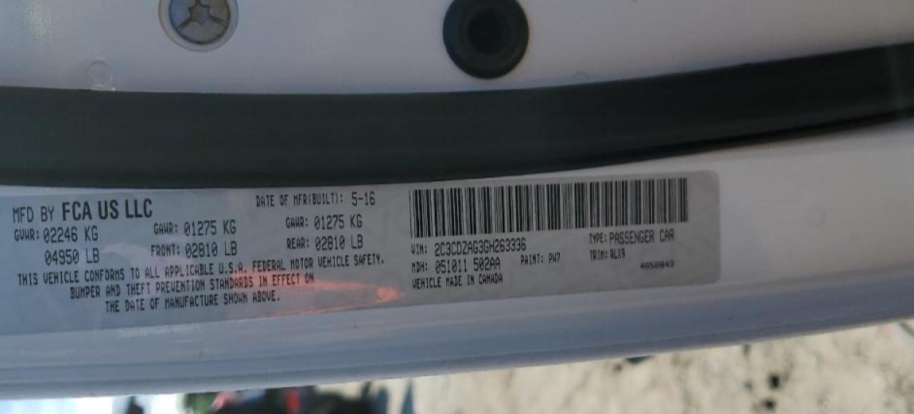 2016 Dodge Challenger Sxt VIN: 2C3CDZAG3GH263336 Lot: 71912195