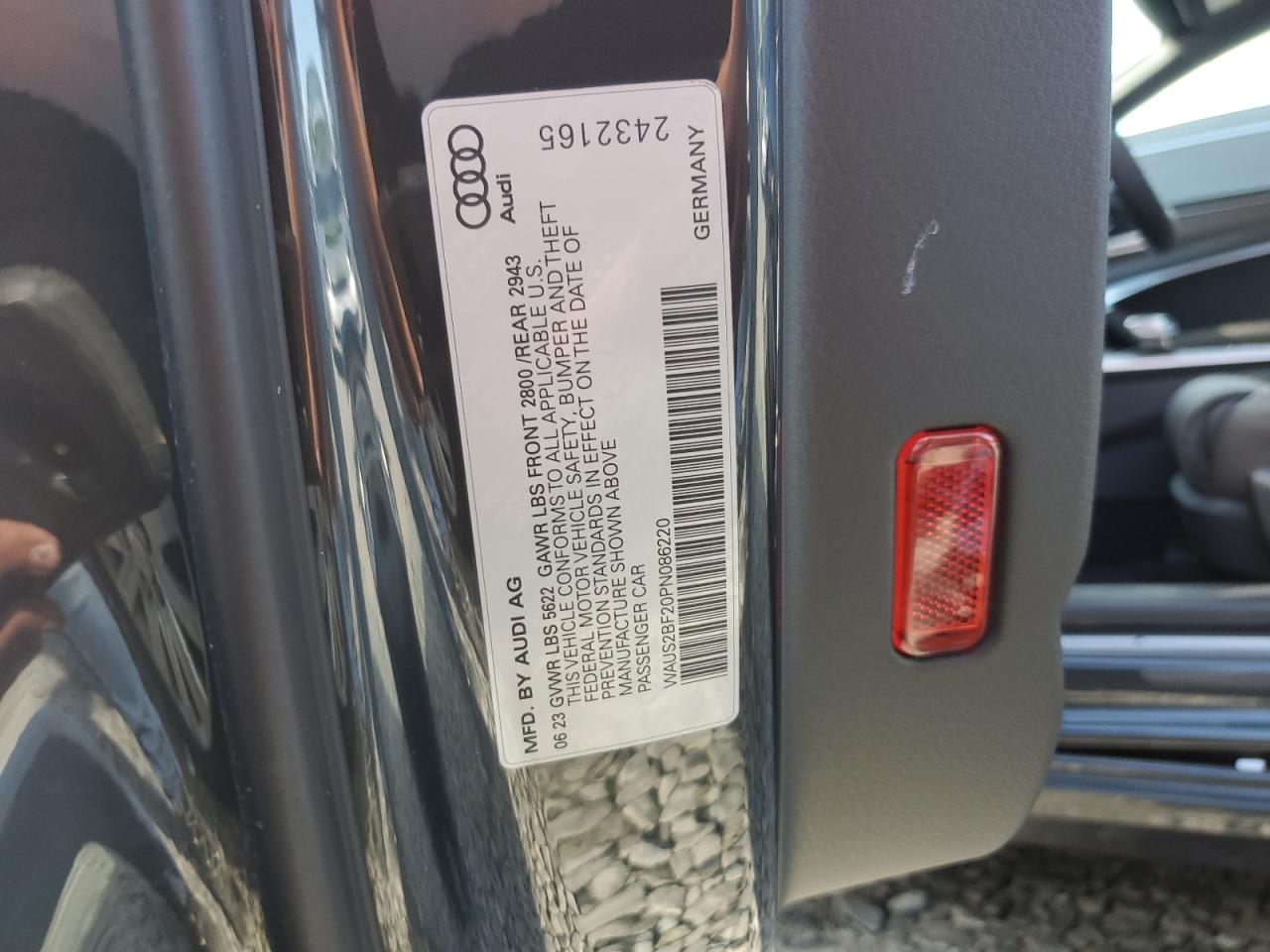 2023 Audi A7 Prestige VIN: WAUS2BF20PN086220 Lot: 80721095