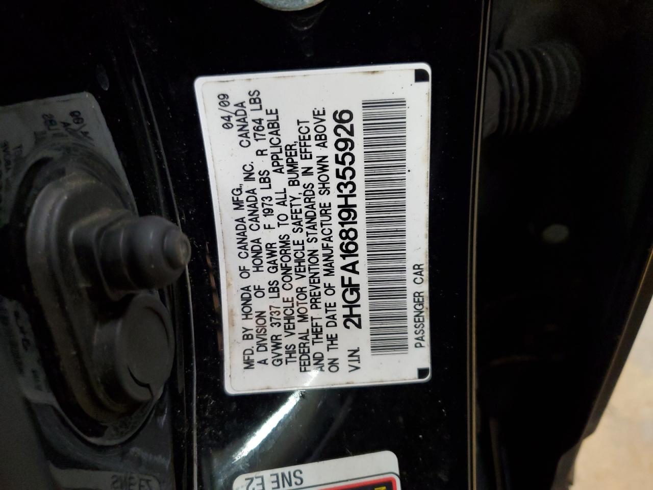 2009 Honda Civic Ex VIN: 2HGFA16819H355926 Lot: 84559745