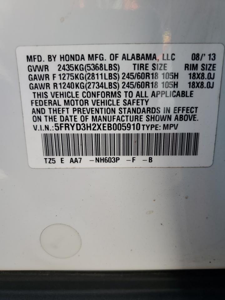 2014 Acura Mdx VIN: 5FRYD3H2XEB005910 Lot: 81405765