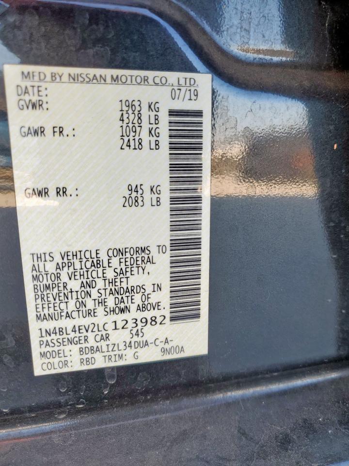 2020 Nissan Altima Sl VIN: 1N4BL4EV2LC123982 Lot: 84834185