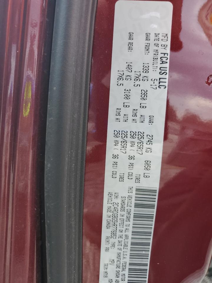 2017 Dodge Grand Caravan Se VIN: 2C4RDGBG5HR776852 Lot: 84179775