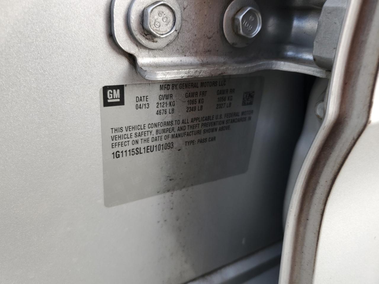 2014 Chevrolet Impala Lt VIN: 1G1115SL1EU101093 Lot: 84203295