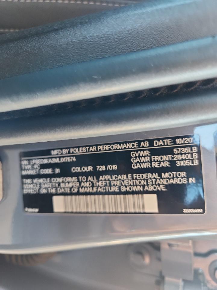 2021 Polestar 2 VIN: LPSED3KA2ML017574 Lot: 81314025