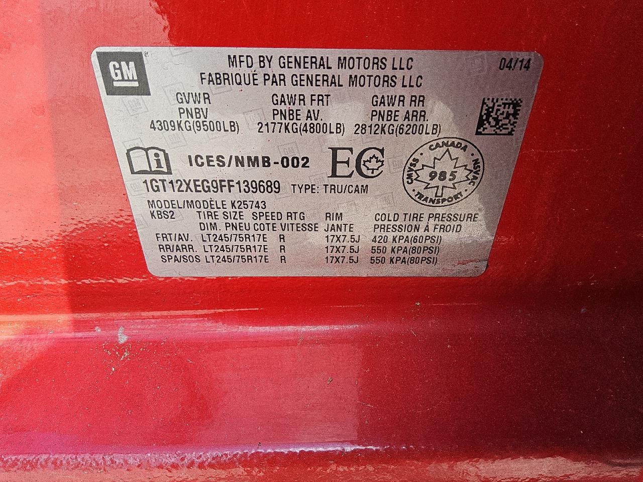 2015 GMC Sierra K2500 Heavy Duty VIN: 1GT12XEG9FF139689 Lot: 71741575