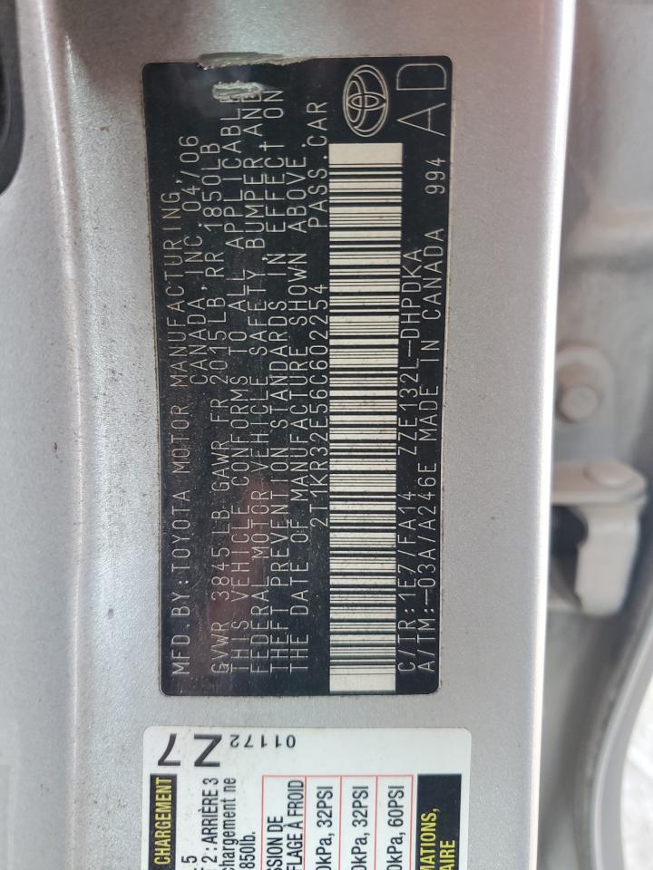 2006 Toyota Corolla Matrix Xr VIN: 2T1KR32E56C602254 Lot: 70342075