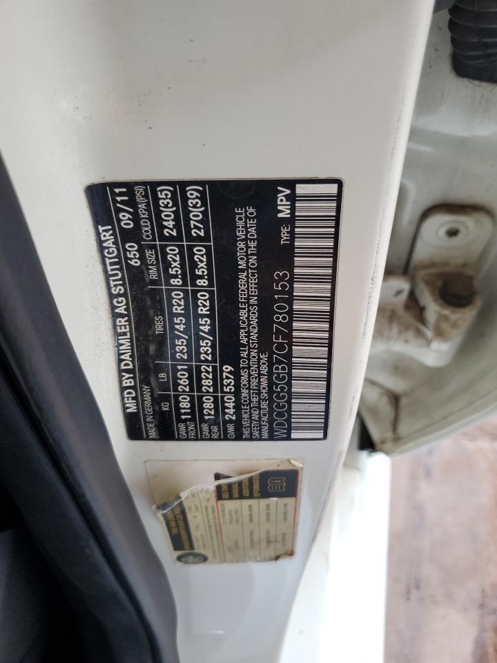 2012 Mercedes-Benz Glk 350 VIN: WDCGG5GB7CF780153 Lot: 81650155