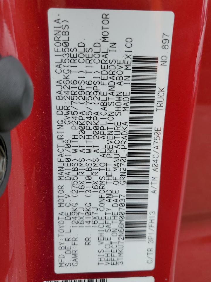 2006 Toyota Tacoma Double Cab Prerunner Long Bed VIN: 3TMKU72N66M007037 Lot: 81831285