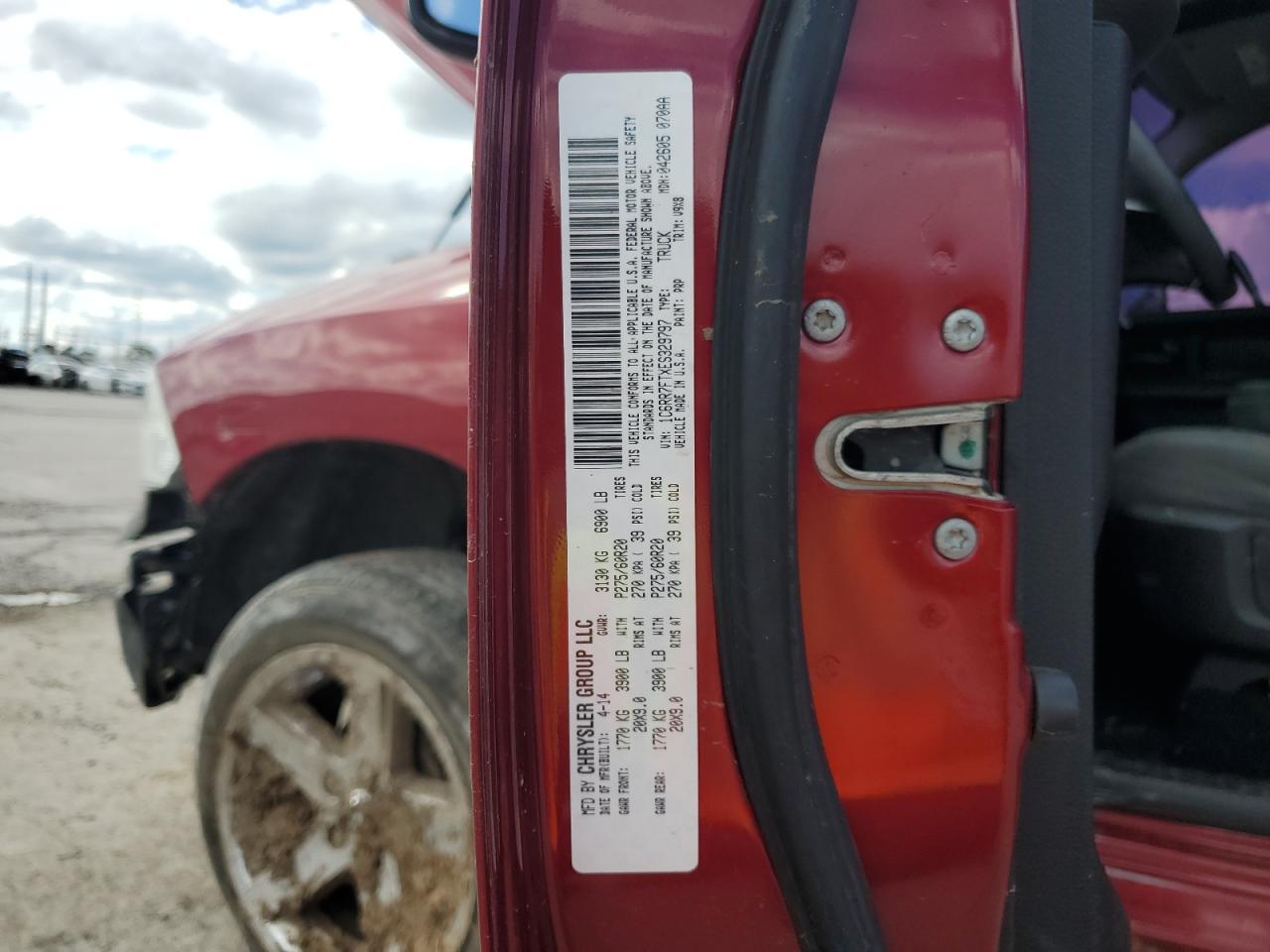 2014 Ram 1500 St VIN: 1C6RR7FTXES329797 Lot: 71052055