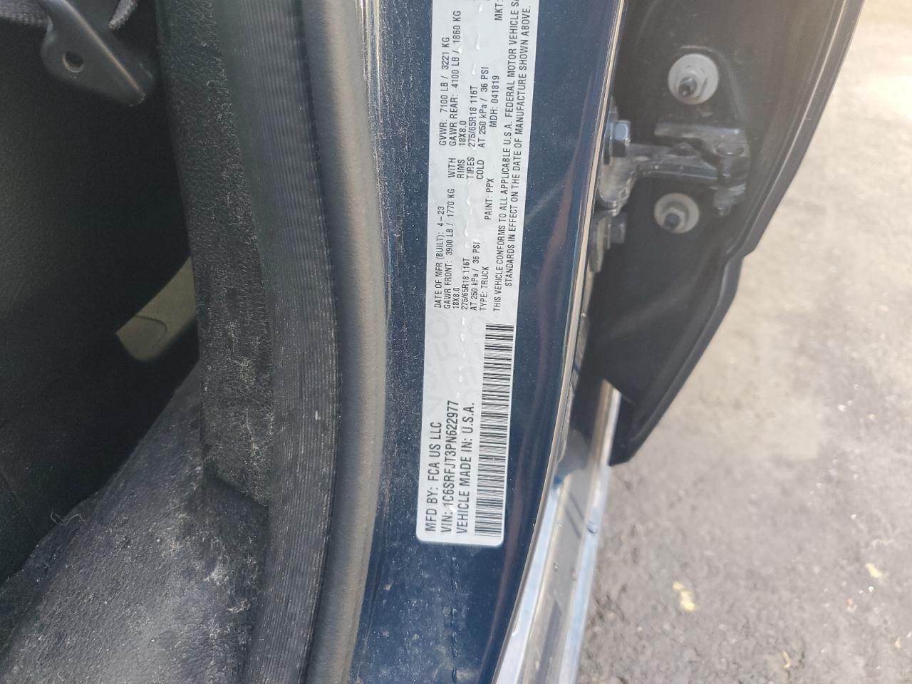 2023 Ram 1500 Laramie VIN: 1C6SRFJT3PN622977 Lot: 83949175