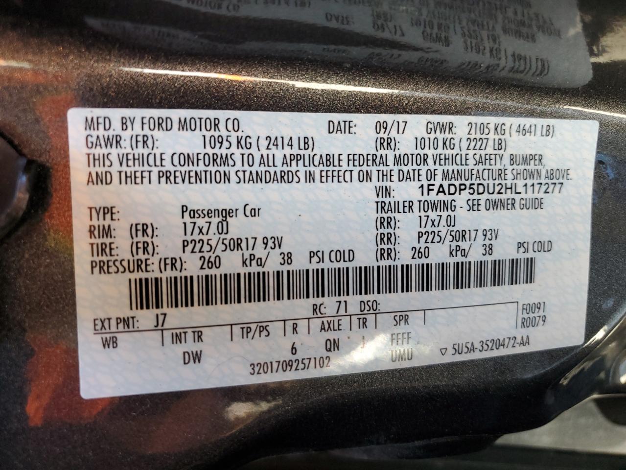 2017 Ford C-Max Titanium VIN: 1FADP5DU2HL117277 Lot: 80949705