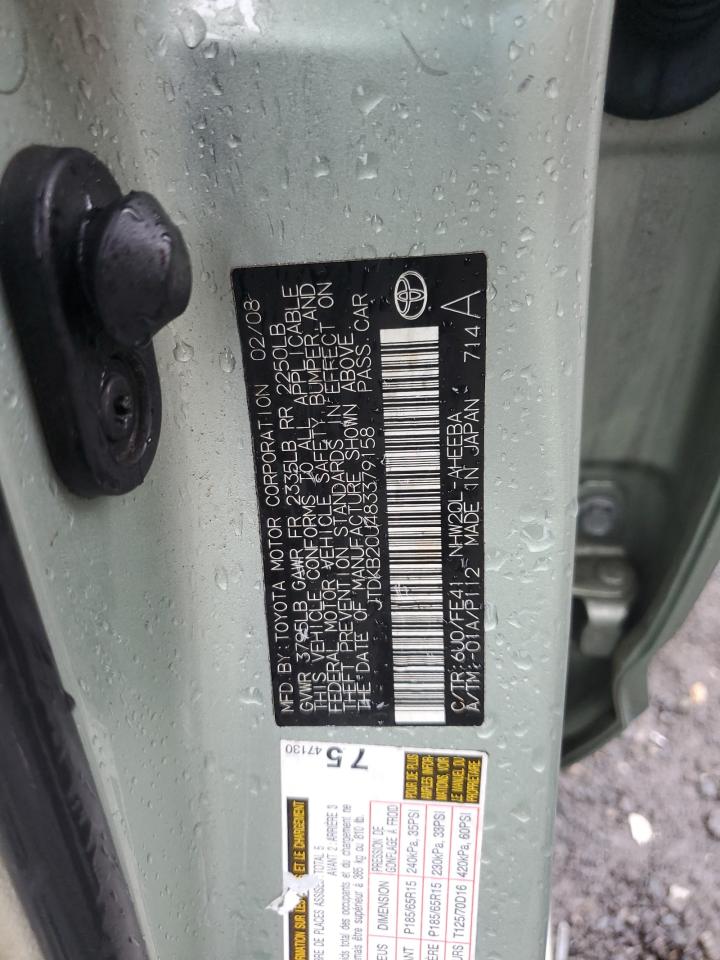 2008 Toyota Prius VIN: JTDKB20U483379158 Lot: 83818415
